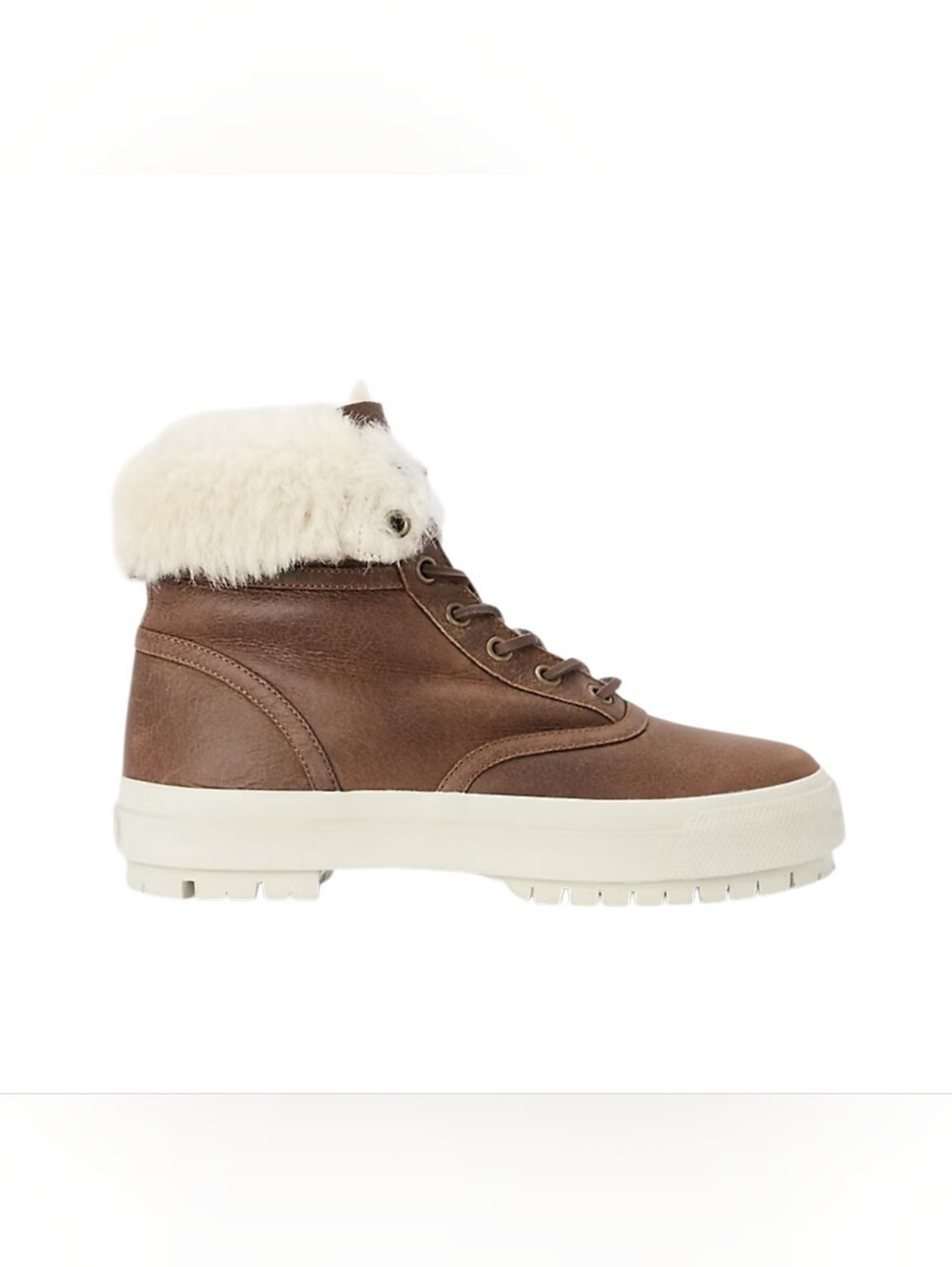 Polo Ralph Lauren Shearling High-Top Hiking Leather Boots Women’s Size 6 Brown